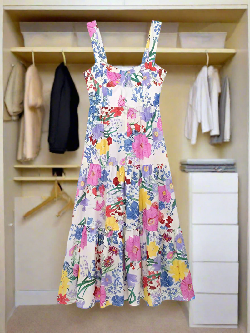 Women's floral suspender dress