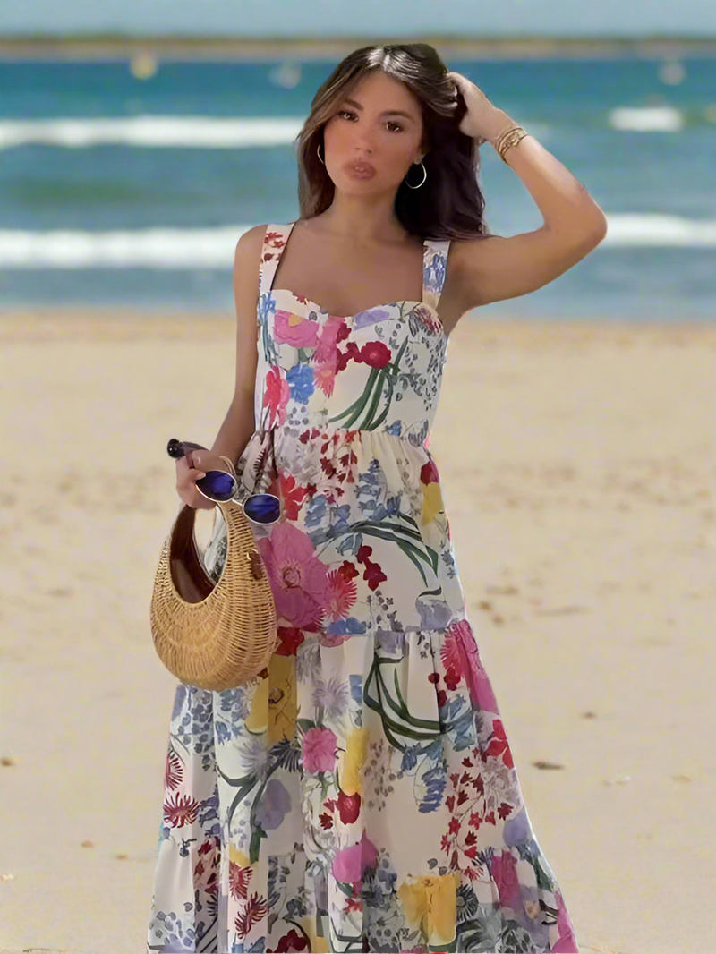 Women's floral suspender dress