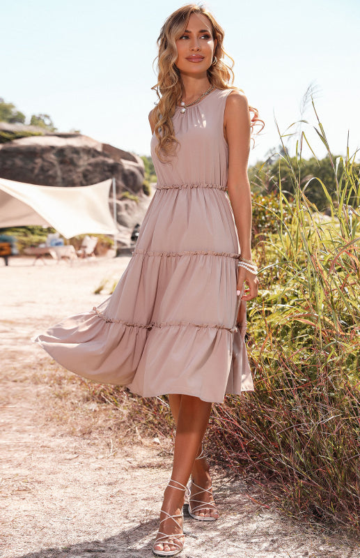 Women's Sleeveless Tank Top Cake Dress Midi Dress